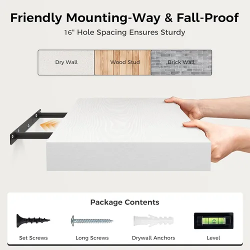 Miniatura 7 de Fun Memories - Estante flotante de 12 pulgadas, estantes de pared de madera rústica para decoración de pared y almacenamiento, estante flotante