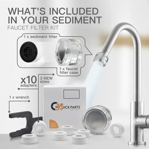 Miniatura 2 de Kit de filtro de grifo de cocina y baño, filtro de grifo de fregadero con opciones de carbono y sedimentos, 10 adaptadores, indicador de cambio