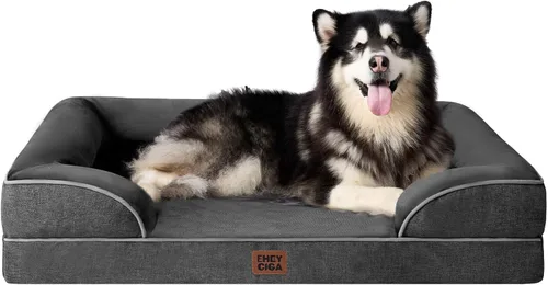 Miniatura 30 de EHEYCIGA - Cama ortopédica para perro grande, impermeable, de espuma viscoelástica y espuma tipo caja de huevos, bordes elevados, antideslizante