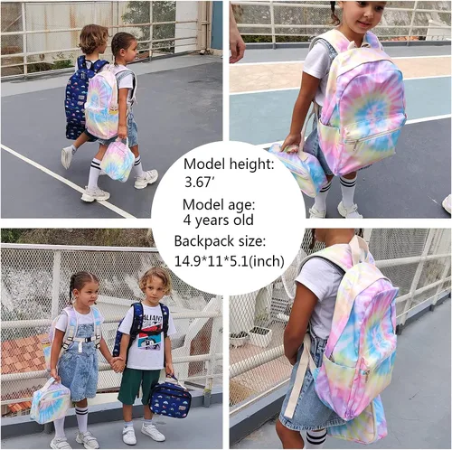 Miniatura 4 de CAMTOP Juego de morral y lonchera para niñas de preescolar y primaria, Teñido amarillo., S, Viajar