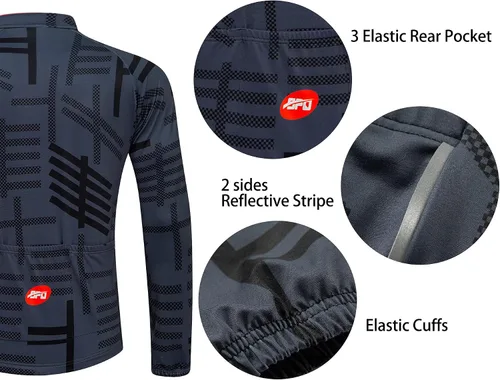 Miniatura 2 de sponeed - Ropa de ciclismo para hombres de manga larga para bicicleta de montaña de carretera camisa para bicicleta con pantalones acolchados