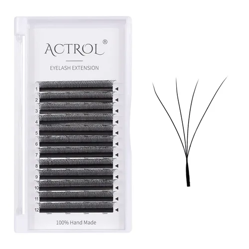 Extensiones de pestañas 4D W, color negro, 0.003 in, rizo D, 0.315 in, volumen individual, YY, extensiones de pestañas en forma de W, fáciles de