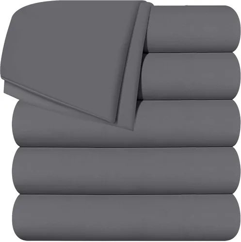 Miniatura 26 de Utopia Bedding Sábanas Planas - Paquete de 6 - Tela de Microfibra Cepillada Suave - Sábana Superior Resistente al Encogimiento y Decoloración - Gris