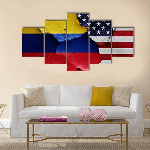 Impresiones de pintura, 5 piezas, arte de pared, bandera de Colombia y Estados Unidos, impresión artística para dormitorio, sala de estar,