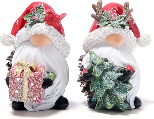 Miniatura 9 de Hodao 2 piezas Figuras de muñeco de nieve de Navidad, conos de pino de Navidad, decoraciones de muñeco de nieve de Navidad, figuras de muñeco