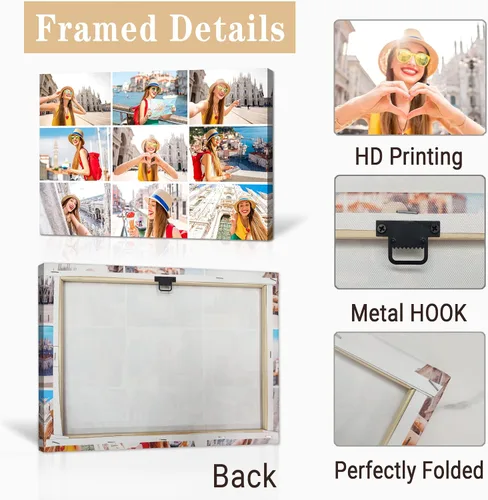 Miniatura 6 de LZIMU Lienzo de fotos de collage personalizado, arte de pared, lienzo de imágenes personalizadas, lienzo para decoración del hogar
