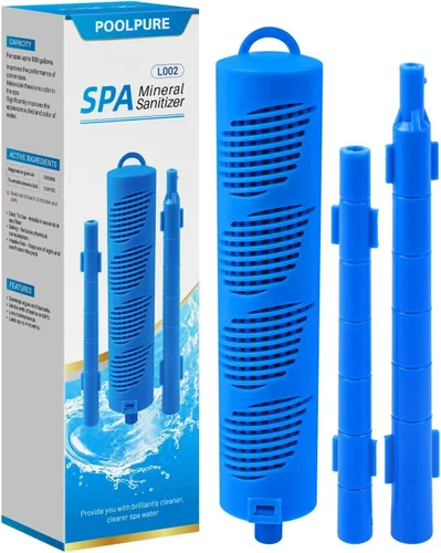 POOLPURE Barra mineral para bañera de hidromasaje, cartucho de iones minerales plateados, desinfectante de iones de plata para spa (paquete de 1)
