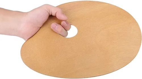 Miniatura 6 de Paleta de madera, paleta de pintura de madera ovalada de 8 x 12 pulgadas, bandeja de pintura acrílica al óleo, herramienta de pintura de madera