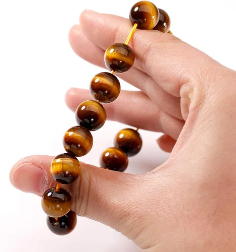 Miniatura 3 de Jewever Pulsera de ojo de tigre natural para hombres y mujeres, cuentas de piedra natural elástica de 0.47 pulgadas (0.472 in), unisex