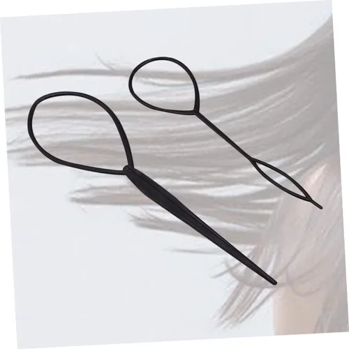 Miniatura 5 de Beavorty 2 agujas de pelo elásticas de 7.08 pulgadas para trenzas de ganchillo, herramienta de peluquería para cola de caballo, accesorios