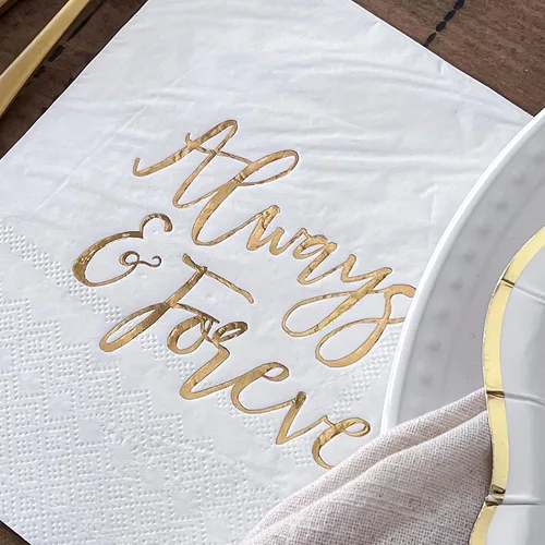 Miniatura 5 de Kate Aspen Always & Forever - Juego de platos y servilletas de papel para boda, 72 piezas, platos de boda, vajilla desechable para 24 invitados