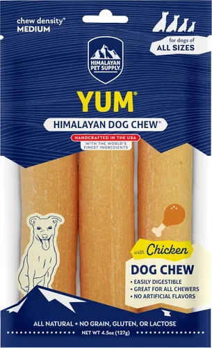 Himalayan Dog Chew Yak Cheese - Masticables para perros, sin lactosa y sin granos, fabricados en Estados Unidos, para todas las razas de perros,