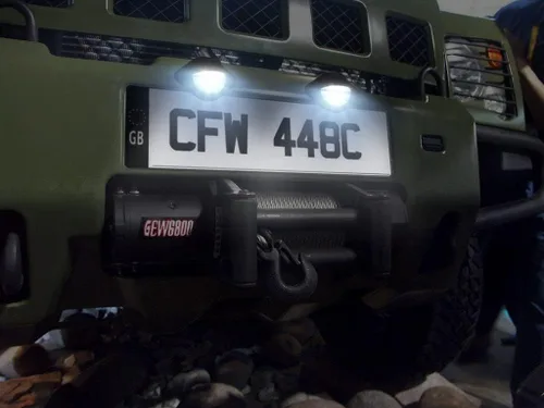 Miniatura 2 de Justech 2 luces LED para placa de matrícula de 3 luces impermeables, resistentes a los golpes, 12 V 24 V para camiones, SUV, remolques, caravanas