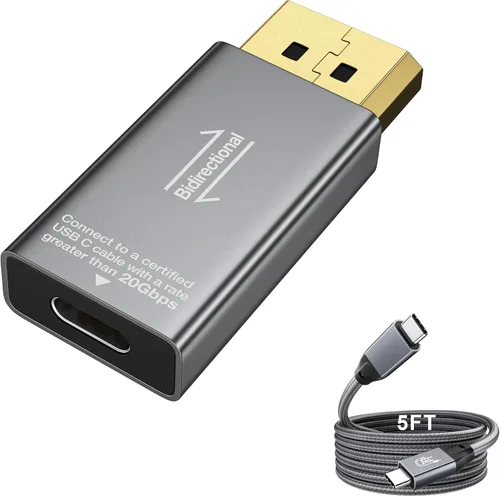 Adaptador USB C a DisplayPort 1.4 de 8K a 60Hz y cable USB C 3.2 Gen2x2, convertidor Thunderbolt 4 y 5 a DP, compatible con MacBook, iPhone