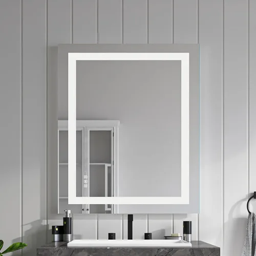 Miniatura 12 de TOOLKISS Espejo de baño LED frontal de 24 x 32 pulgadas, tocador iluminado montado en la pared con memoria inteligente antivaho regulable, vidrio