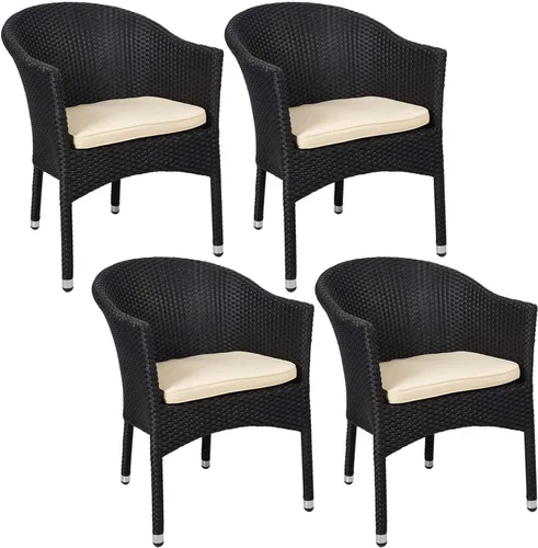 Miniatura 7 de TRY & DO Silla de comedor de mimbre de ratán para patio al aire libre con cojín suave extraíble, silla de comedor de ratán para interiores