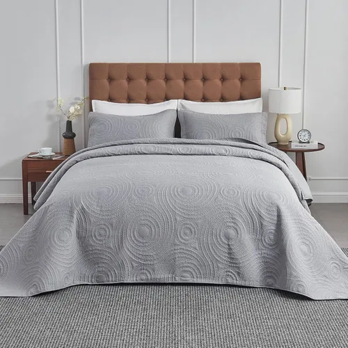 Miniatura 9 de Juego de colcha de gran tamaño de 128 x 120 pulgadas para cama extra alta, tamaño King o Cal King, incluye 1 edredón, 2 fundas de almohada
