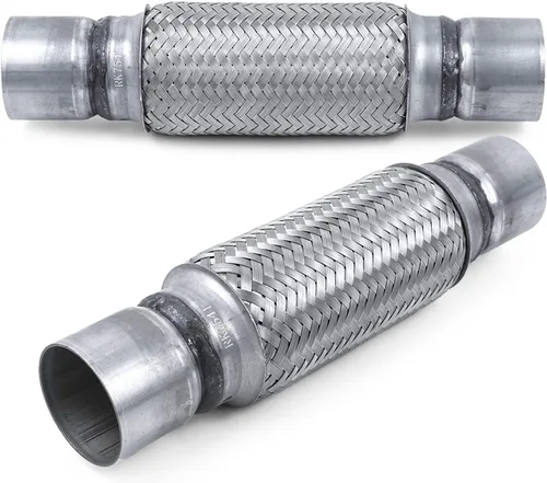 Miniatura 12 de Tubo Flexible de Escape con Entrada de 2.25 pulgadas, ID x 4 de Longitud Tubo Flexible, Acero Inoxidable Doble Trenza Tipo Universal Resistente Tubo