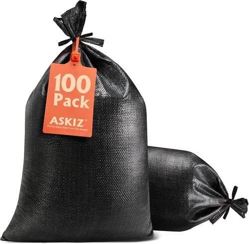 ASKIZ Bolsas de arena resistentes con protección UV, bolsas de arena de polipropileno ultra resistentes de 16 x 25.5 pulgadas para inundaciones de