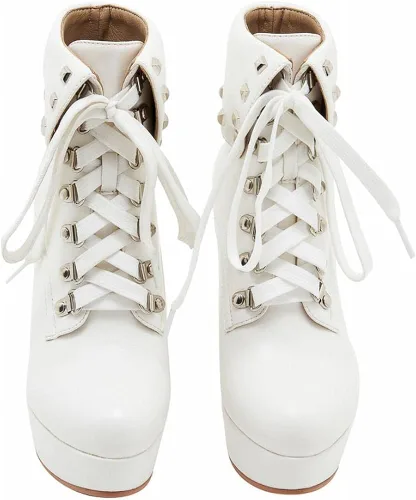 Miniatura 2 de XIEDA Botines de tacón alto con remaches y plataforma gruesa para mujer