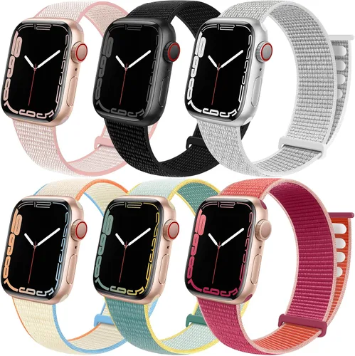 Miniatura 14 de Paquete de 6 correas deportivas compatibles con Apple Watch de 1.496 in 1.575 in 1.614 in 1.654 in 1.732 in 1.772 in 1.811 in 1.929 in para iWatch