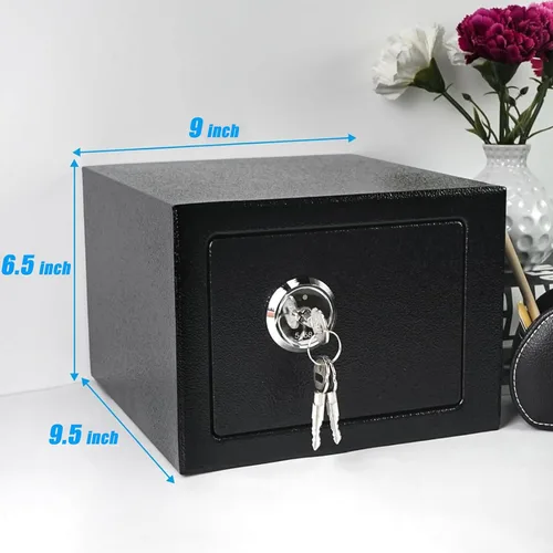 Miniatura 4 de Luwint Caja de seguridad pequeña de acero con cerradura de llave, 0.3 pies cúbicos de seguridad para el hogar para montaje en pared, caja de bloqueo