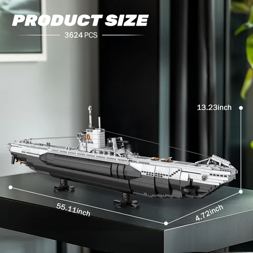 Miniatura 5 de Reobrix U-Boat - Juego de construcción de submarino militar, kit de modelo de submarino militar para adultos, historia de la Segunda Guerra Mundial