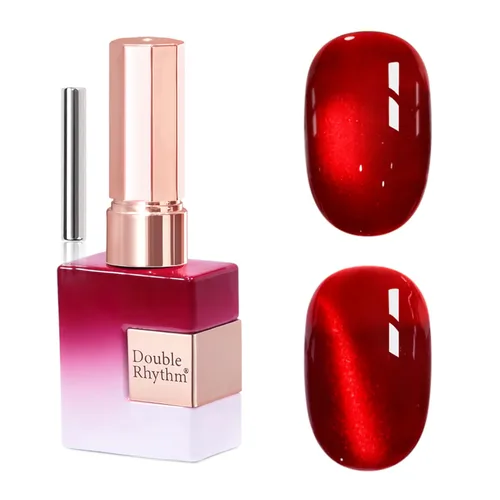 Miniatura 46 de Double Rhythm Esmalte de gel Jelly Glass de ojo de gato con imán, 0.5 onzas líquidas, brillo holográfico, brillante, translúcido