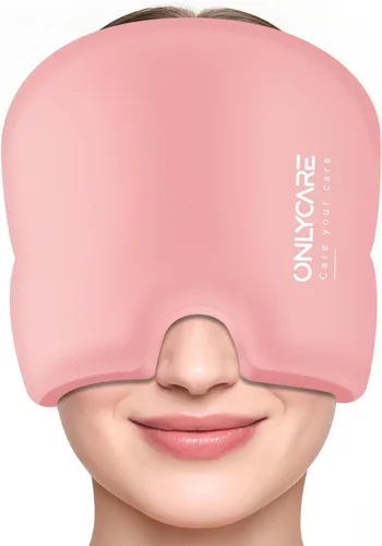 Miniatura 15 de ONLYCARE Gorro de alivio para migraña, máscara calmante para migraña, envoltura de gel de hielo para cabeza sin olor mejorada, terapia de frío