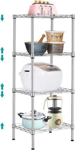Miniatura 11 de BNSPLY Estantería ajustable de 3 niveles, estante de alambre de metal con certificado NSF, pies niveladores, estante de almacenamiento de pie