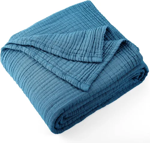 Miniatura 20 de Carriediosa Manta de muselina de 100% algodón, tamaño XL, de 50" x 70", 4 capas, para verano, para cama y sofá, suave, ligera, transpirable, sábanas
