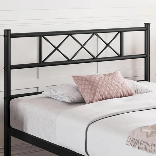 Miniatura 4 de Yaheetech Juego de 2 bases de cama de metal tamaño individual XL, base de colchón con cabecera y estribo, cama de metal con almacenamiento debajo