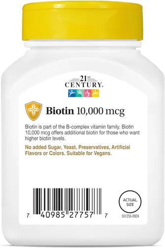 Miniatura 11 de 21st Century Tabletas de biotina, 10,000 mcg, sin sabor 120