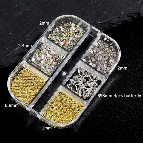 Miniatura 6 de Abalorios de uñas con flores 3D, flor acrílica rosa pastel 3D para uñas, cuentas de caviar doradas, decoración de uñas, kit de diamantes