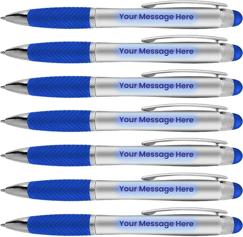 Miniatura 15 de Bolígrafos personalizados, paquete de 80 grabados láser sin granel, bolígrafo de 3 pulgadas, lápiz óptico y área personalizada con luz, nombre