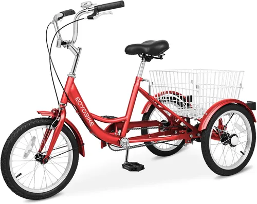 Miniatura 11 de LILYPELLE Triciclo triciclo de 16 pulgadas para principiantes y bicicletas de 3 ruedas de una sola velocidad, bicicletas de tres ruedas con cesta