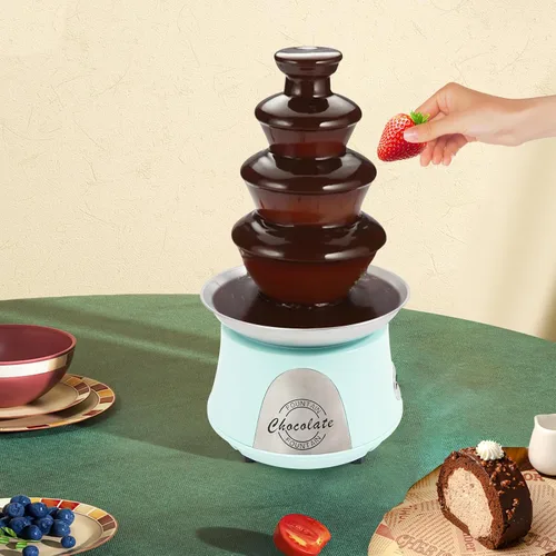Miniatura 5 de Máquina eléctrica de fuente de chocolate, fuente de fondue de acero inoxidable de 4 niveles con varilla en espiral, capacidad de 2.2 libras