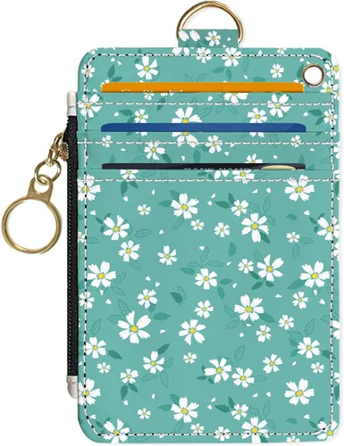 Miniatura 14 de Portafolios delgados con soporte para tarjeta de crédito, funda delgada de cuero PU con bloqueo RFID para viajes con ventana para ID, regalos