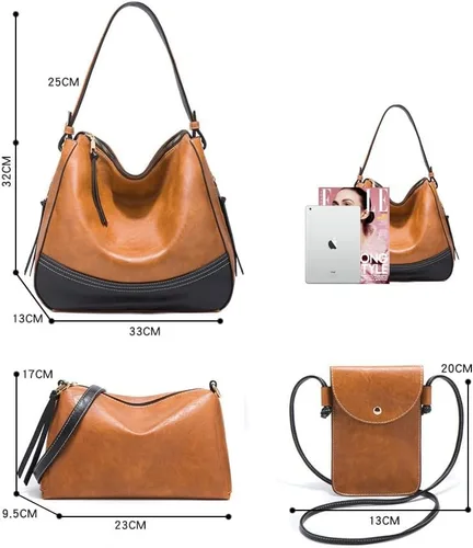 Miniatura 7 de Bolso de mano de moda para mujer, bolso de hombro, asa superior, juego de 4 piezas
