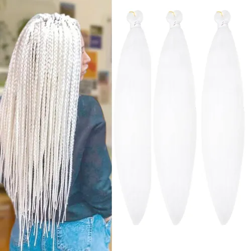 Miniatura 81 de Extensiones de cabello trenzado morado preestiradas, 20 pulgadas, 2 piezas de cabello sintético trenzado para niñas y mujeres, fiesta, disfraz