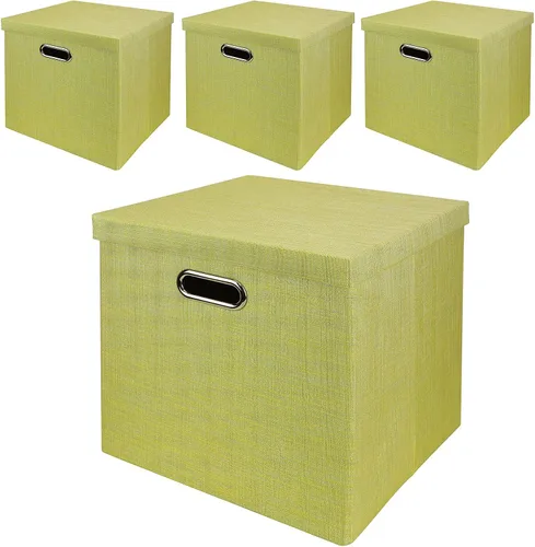 Miniatura 21 de Posprica Cubos de almacenamiento plegables, 11 x 11 x 11 pulgadas, contenedores de tela, 4 unidades, color beige