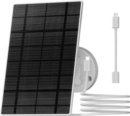 ZUMIMALL Panel solar para cámara de seguridad inalámbrica para exteriores, panel solar impermeable IP66 con cable de carga USB de 10 pies, adecuado
