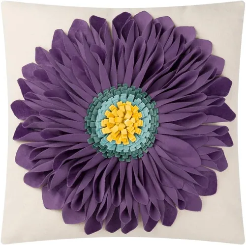 Miniatura 33 de OiseauVoler - Funda de cojín decorativa, hecha a mano, con girasol 3D, para sala de estar, hogar, cama, decoración de 18x18 pulgadas Azul-azul
