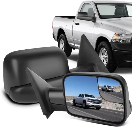 ECCPP Espejos de remolque de repuesto aptos para 03-08 para Dodge para Ram 1500 2500 3500 Truck Black Manual Remolque Espejos de Remolque Juego de