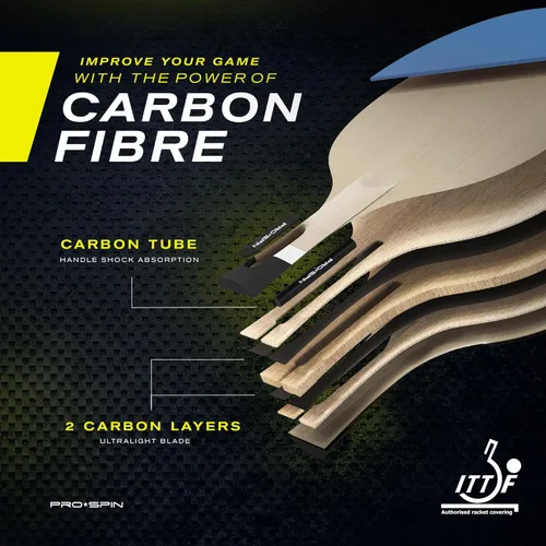 Miniatura 3 de PRO-SPIN Palas de ping pong - Raquetes de tenis de mesa de nivel profesional con fibra de carbono para un control superior Lámina de 7 capas, goma