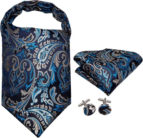 Miniatura 2 de Dubulle Paisley Cravat Ascot - Juego de gemelos cuadrados de bolsillo para hombre