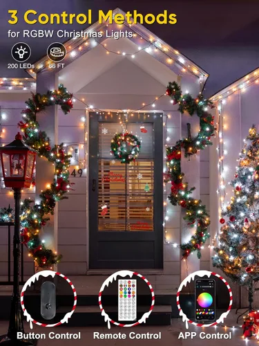 Miniatura 2 de Guhope Luces de Navidad inteligentes que cambian de color, 66 pies, 200 luces LED RGB de Navidad con aplicación y control remoto, luces impermeables