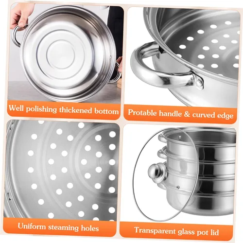 Miniatura 9 de Tofficu Multifuncional 4-capa Pot Vapor Hervir Olla Asiática para Stock Home Kitchen Accesorio