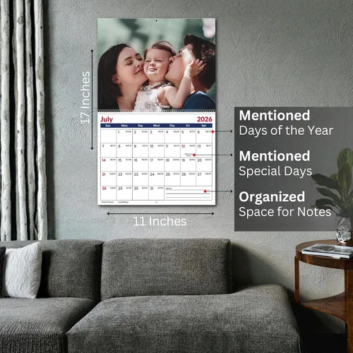 Miniatura 3 de Calendario de pared con fotos personalizadas 2026 para el hogar y la oficina, imprime tus 13 recuerdos y haz tu propio calendario personalizado