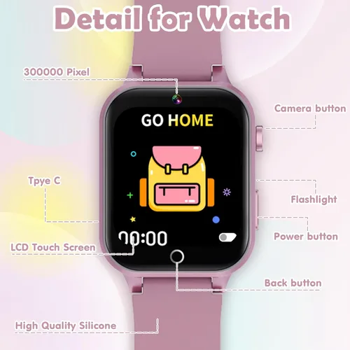Miniatura 5 de Luyiilo Reloj inteligente para niños, reloj inteligente para niños, juguetes con 26 juegos de rompecabezas, pantalla táctil, cámara HD, reloj
